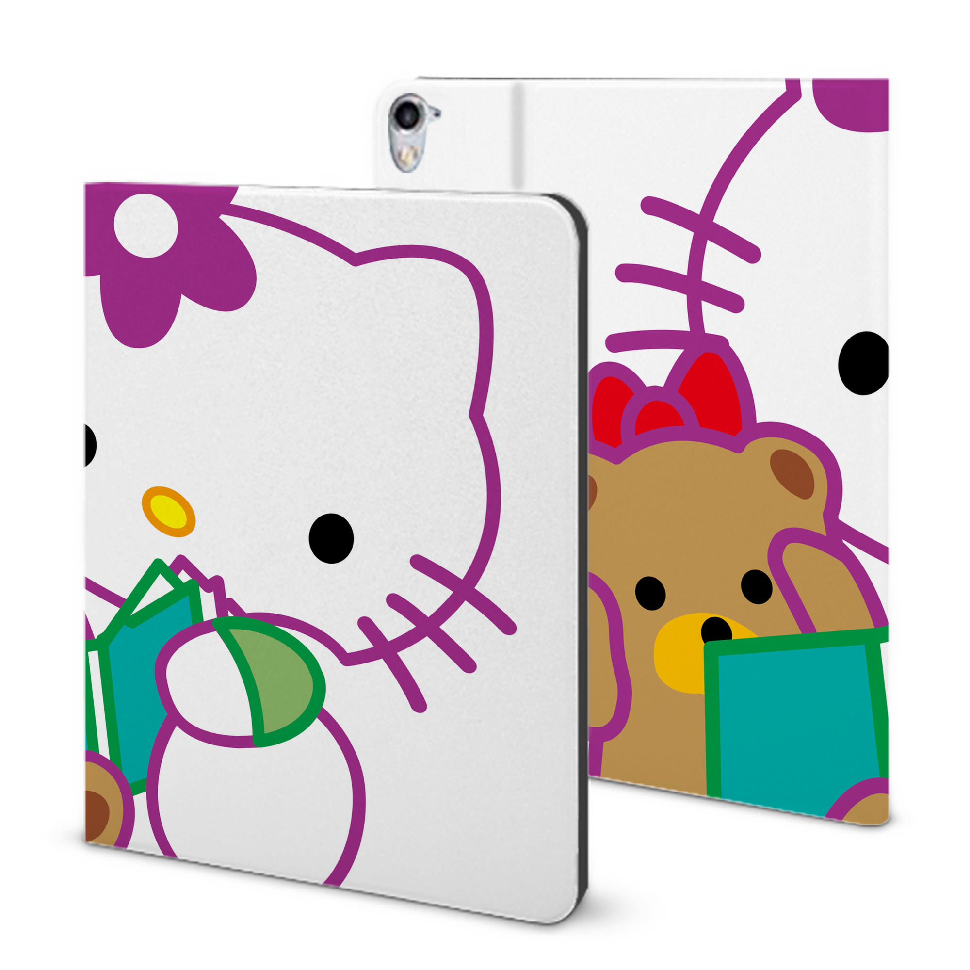 （画像用） Hello Kitty ハローキティ IPad ケース ブック型 PUレザー TPU 耐衝撃 軽量 薄型 ペン収納なし 全面保護 IPad 各モデル対応